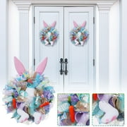 Holloyiver Easter Bunny Wreaths for Front Door, Bunny Decorations Outside Home Egg Easter Reef Decor Happy Easter Spring Outdoor Daisy Garland Farmhouse Flower Floral Rabbit, Blue